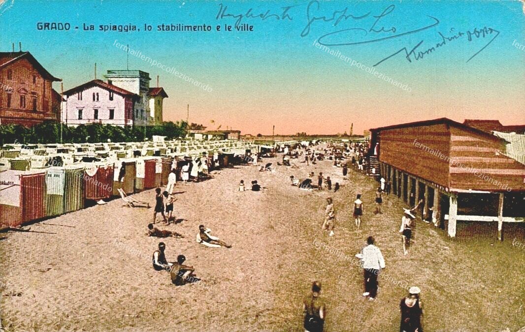ep468 cartolina grado,la spiaggia,gorizia