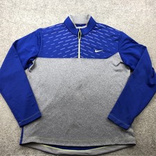Nike Pullover Mens Large Blue Gray Long Sleeve Shirt Golf Therma-FIT 1/4 Zip