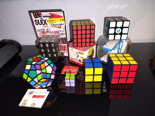Rubik's Cube Lot of 7 - 2x2, 3x3, 3x3 (GAN), 5x5, Minx, Sudoku, 2x2 (Keychain)