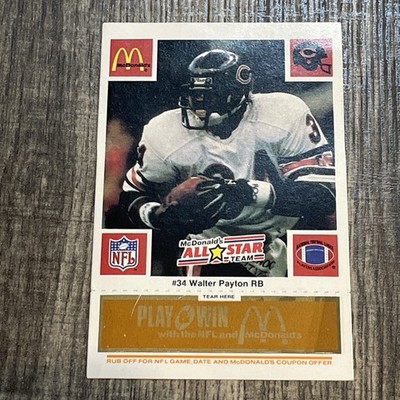 1986 McDonald's Play & Win - All-Star Team Orange Tab Walter Payton