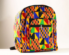 African Backpack Kente Print Fabric Handmade Large Travel School Bag-G4277