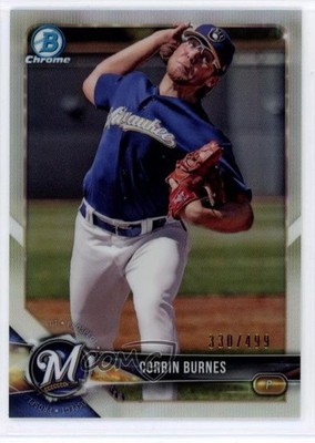 2018 Bowman Chrome Prospects Refractor /499 Corbin Burnes #BCP132 07yj
