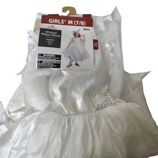 Wicked White Witch Costume Girls Medium 7/8 Halloween Dress Outfit 2 Piece NIP