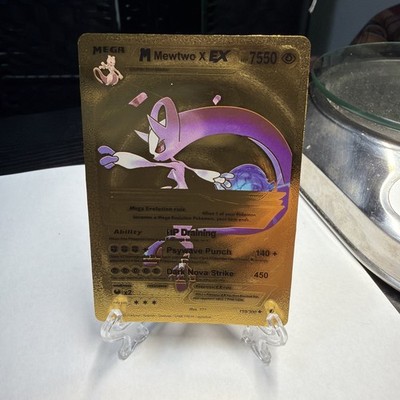 MEGA M Mewtwo X EX Gold Foil Fan Art Display Card Hp7550 HP