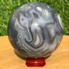 420G Natural Aquatic agate Geode Ball Crystal Sphere Specimen Energy Healing