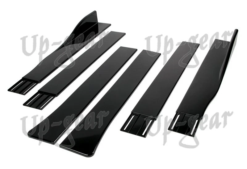 Falda lateral negra pintada universal balancín divisores difusor labio 86" x 4" 6 piezas Foto 2 de 4