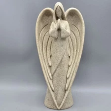 Beige Sandstone Art Resin Praying Angel by Herco Gift 9.4"