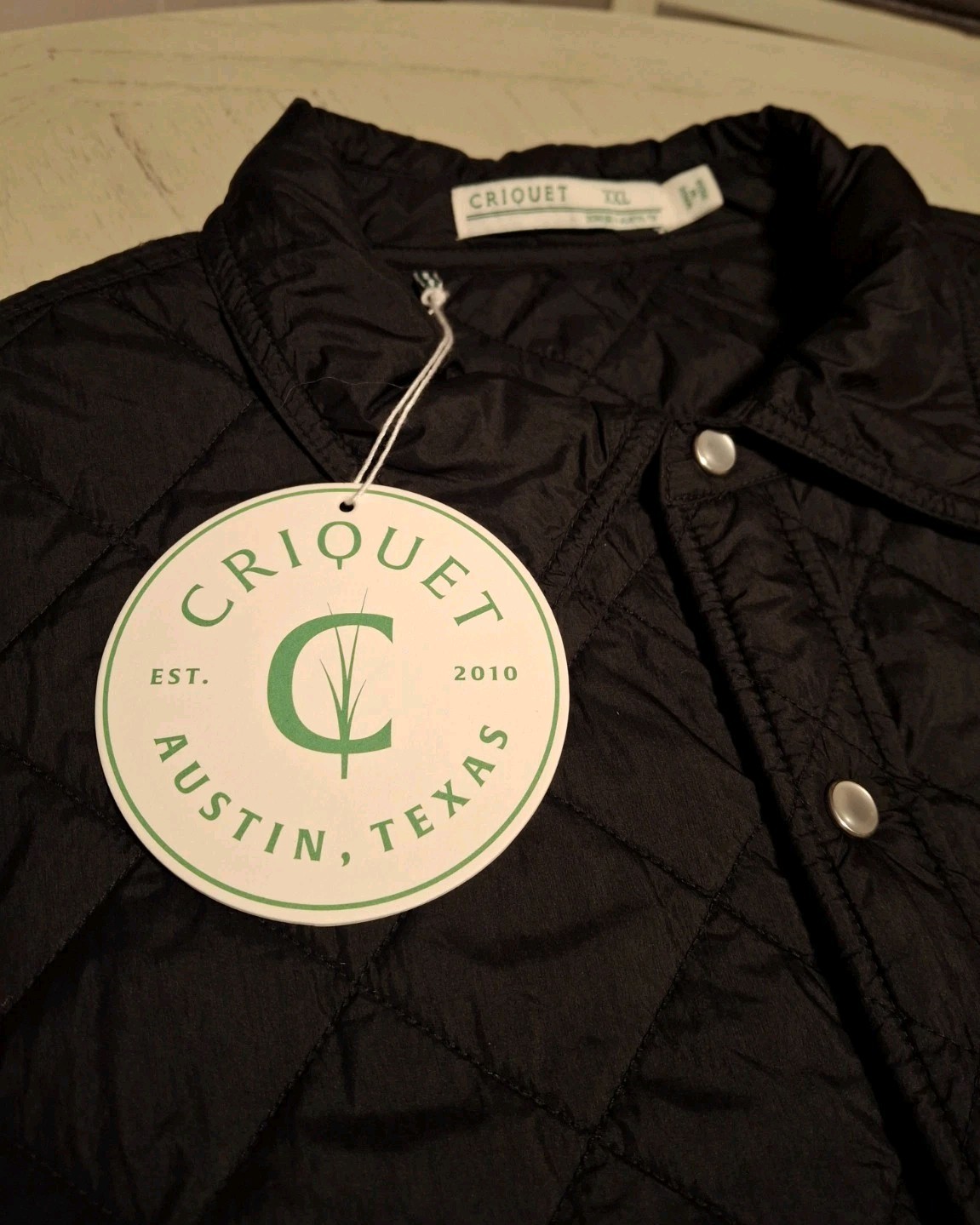 NWT Criquet Quilted Snap Shacket Shirt Black Casual Layering Comfort Travel XXL