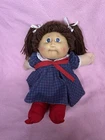 Vintage Cabbage Patch Kids Girl Brown Hair Purple Eyes Outfit GUC Coleco 80s