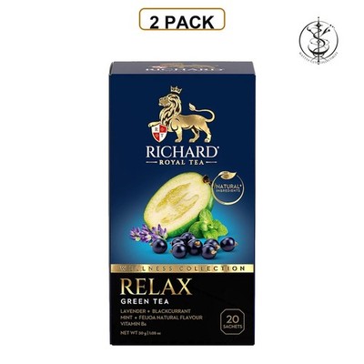 2 PACK - RICHARD RELAX Green Tea 20 sachets Lavander Mint Feijoa Blackcurrant