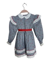 Vintage JCPenny girls floral striped eyelit dress size 6