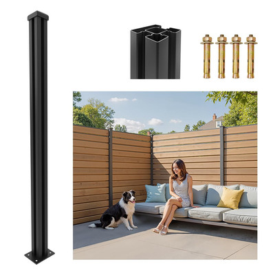 6FT Heavy Duty Aluminum No-Dig Fence Post for Outdoor Privacy Panels