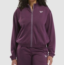 Reebok Women's Purple Logo Tricot Athleisure Long-Sleeve Track Jacket Size XS