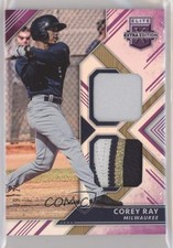 2018 Panini Elite Extra Edition Dual Materials Purple 9/25 Corey Ray #DM-CR hg6