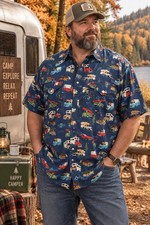 Rockmount Ranch Wear XXL Campers RV Print Pearl Snap Western Shirt USA