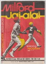Vintage 1978 Milford Jai-Alai Evening Program.