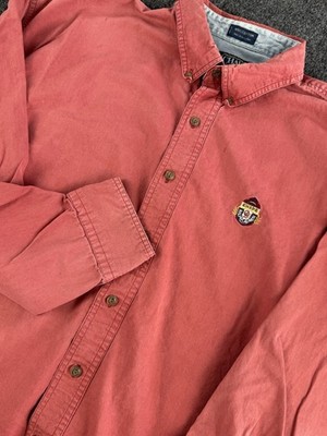 Chaps Ralph Lauren Button Down Shirt Red Cotton Crest Logo XL Vintage