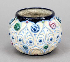 1930er Reliefvase, Amphora-Werke, Keramik, polychrom, Modelnr. 11955, Höhe 8,5cm