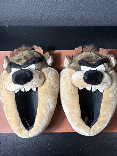 Vintage Looney Tunes Taz Tazmanian Devil House Soft Slippers Size XL 12-13