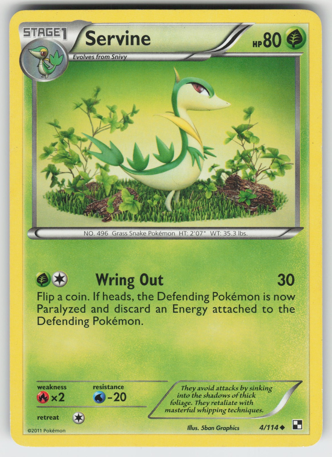 Servine (4) Uncommon Black and White 4/114 Pokemon