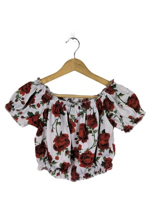 H&M DIVIDED Cropped Shirt Damen Shirt Gr. DE 36 rot-grün-weiß Casual-Look