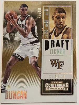 2016 Panini Contenders Draft Picks Tim Duncan Draft Ticket #/99 #90
