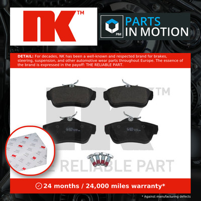 Brake Pads Set fits CITROEN DISPATCH VF7 2.0D Rear 07 to 16 NK 1611839580 New