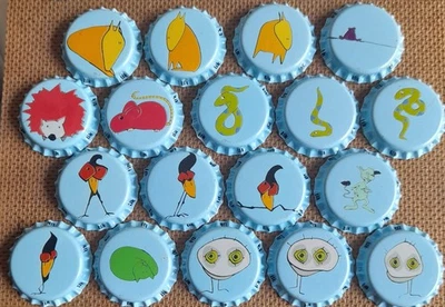 18 Kronkorken ANIMAL CARTOONS TIK SET SLOVAKIA 2004 bottle caps crown chapas - Bild 1 von 4