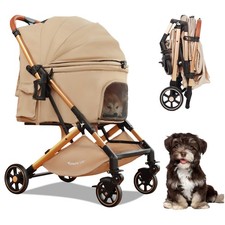 Pet Stroller with One-Click Folding Storage Basket, for Small and Medium Do...
