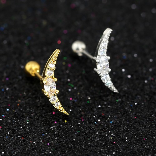 Gem Crystal Ear Cartilage Helix Ring Bar Stud Ear Cuff Climber Piercing Earring - Picture 233 of 268