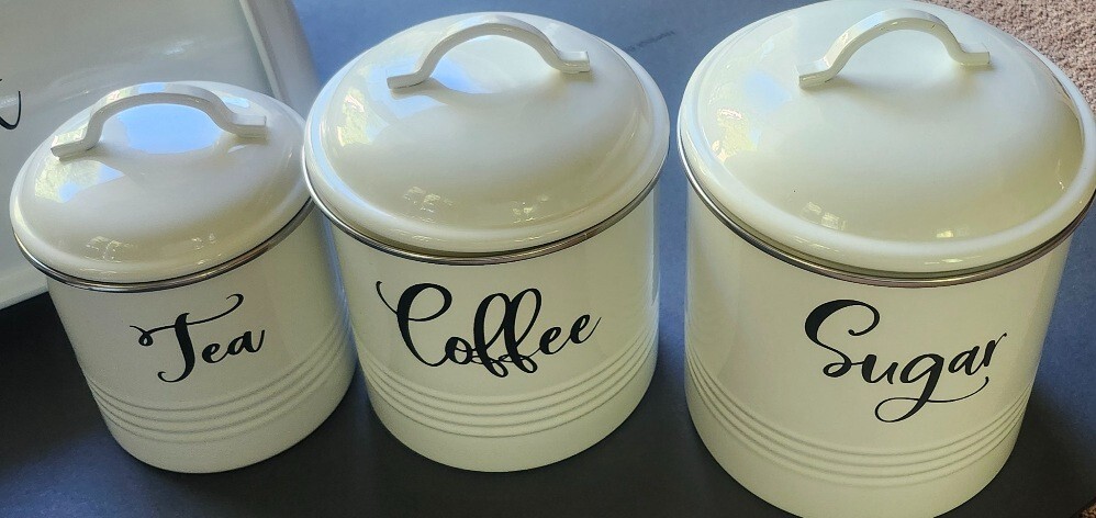 Large Coffee Tea Sugar Canister Set Farmhouse Coffee Container Set