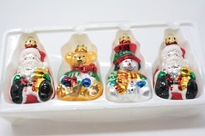 Glass Figural Christmas Ornaments Santa Snowman Bear Lot 4 Multi Colored