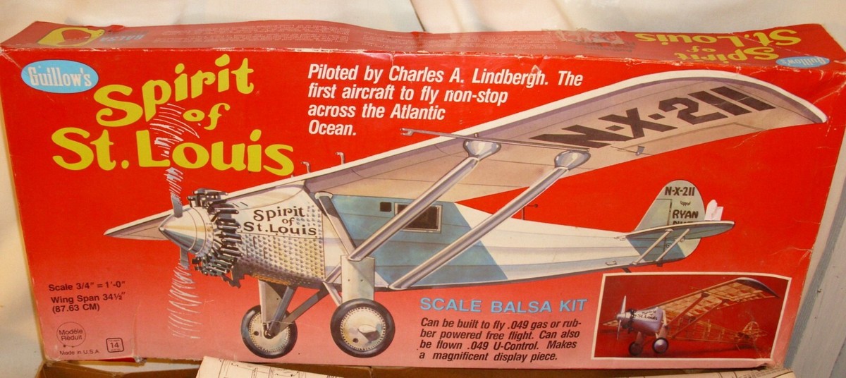 GUILLOWS SPIRIT OF ST. LOUIS RUBBER OR GAS BALSA AIRPLANE