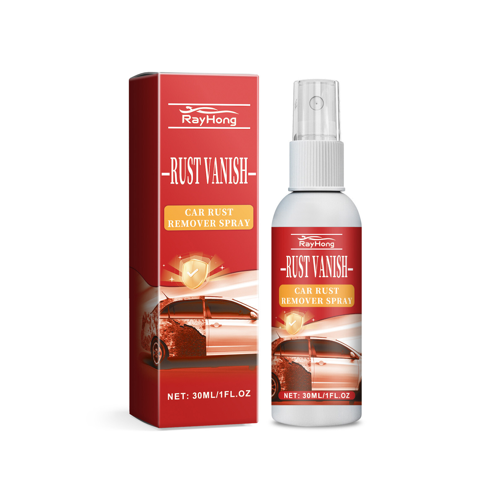 2Pcs 30ml Car Rust Remover Spray for Metal & Chrome Cleaning