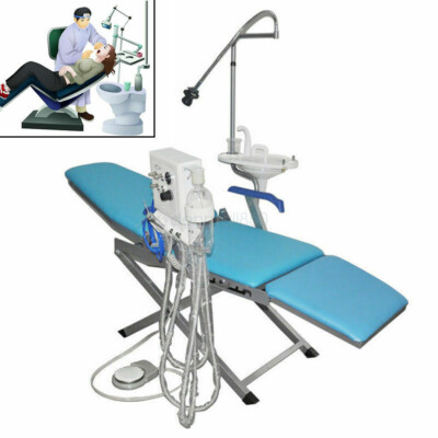 4 Hole Dental Portable Folding Chair+LED Light+Turbine Unit+Weak Suction
