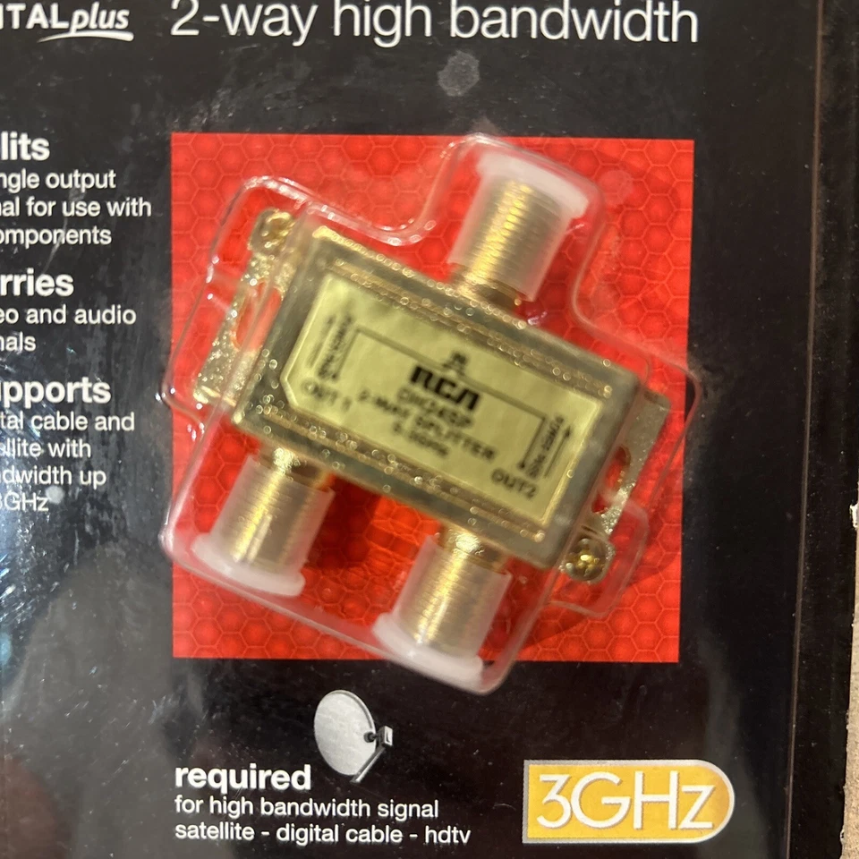 RCA Digital Plus 2-Way High Bandwidth Signal Splitter Cable Satellite HDTV 3GHZ - Image 2 of 3