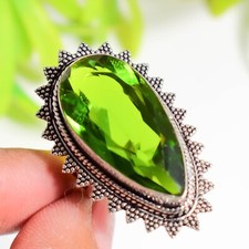 925 Sterling Silver Green Peridot Gemstone Handmade Unisex Jewelry All Size