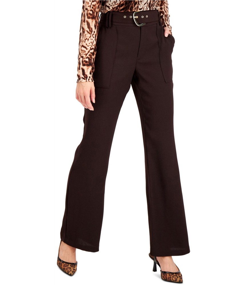 I-N-C Womens Belted Casual Wide Leg Pants black 16x32
