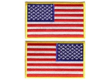 Choose Style YELLOW BORDER American Flag 4" x 2.5" iron on patch 3821/22 Biker