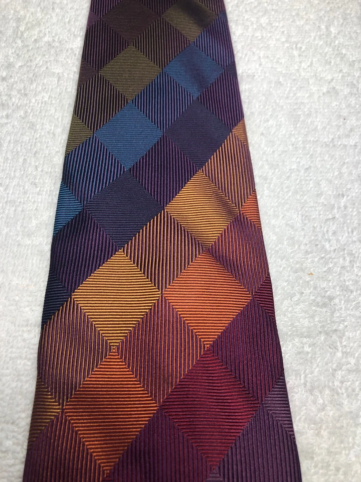 JOHN W NORDSTROM MENS TIE BLUE PURPLE ORANGE GREEN BROWN 4 X 61 - Image 3 of 4