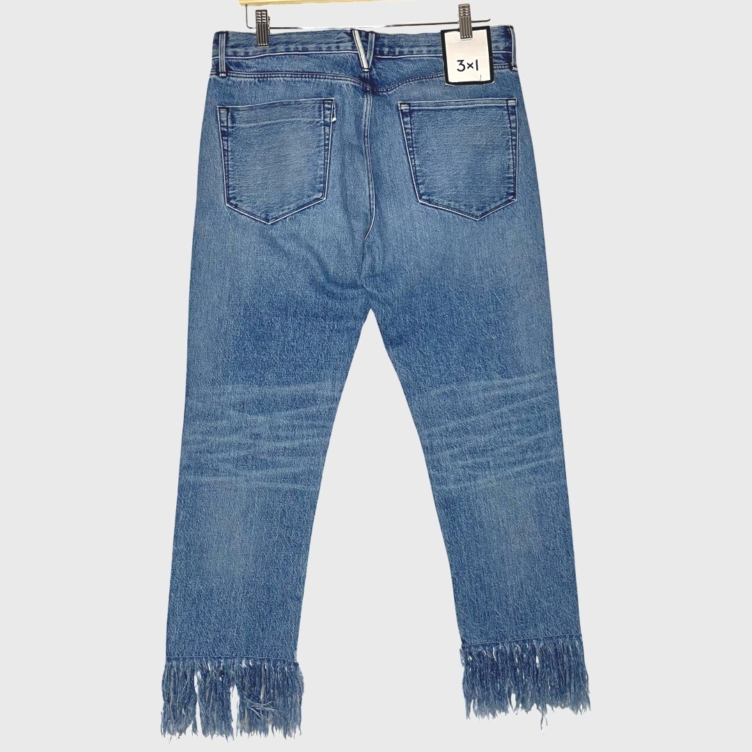 No.D511 色落ちライトデニム⭐3段フリルチューリップバッグ【L】 3x1 Womens Jeans 29 Blue Stella Fringe Hem Cotton Button Fly