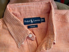 Camicia POLO RALPH LAUREN Uomo A Manica Lunga, Quadretti Piccoli, 100% Lino