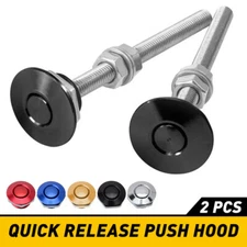 Push Button Quick Release Hood Bonnet Pins Lock Clip Car Bumper Latch Kit Black