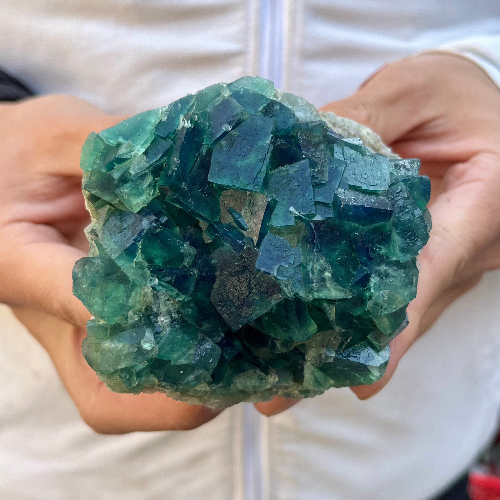 1.2LB Natural Green Fluorite Quartz Crystal Cluster Mineral Specimen