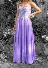 Size 4 Lavender Prom Dress- Spaghetti Strap, Crystals, Leg slit