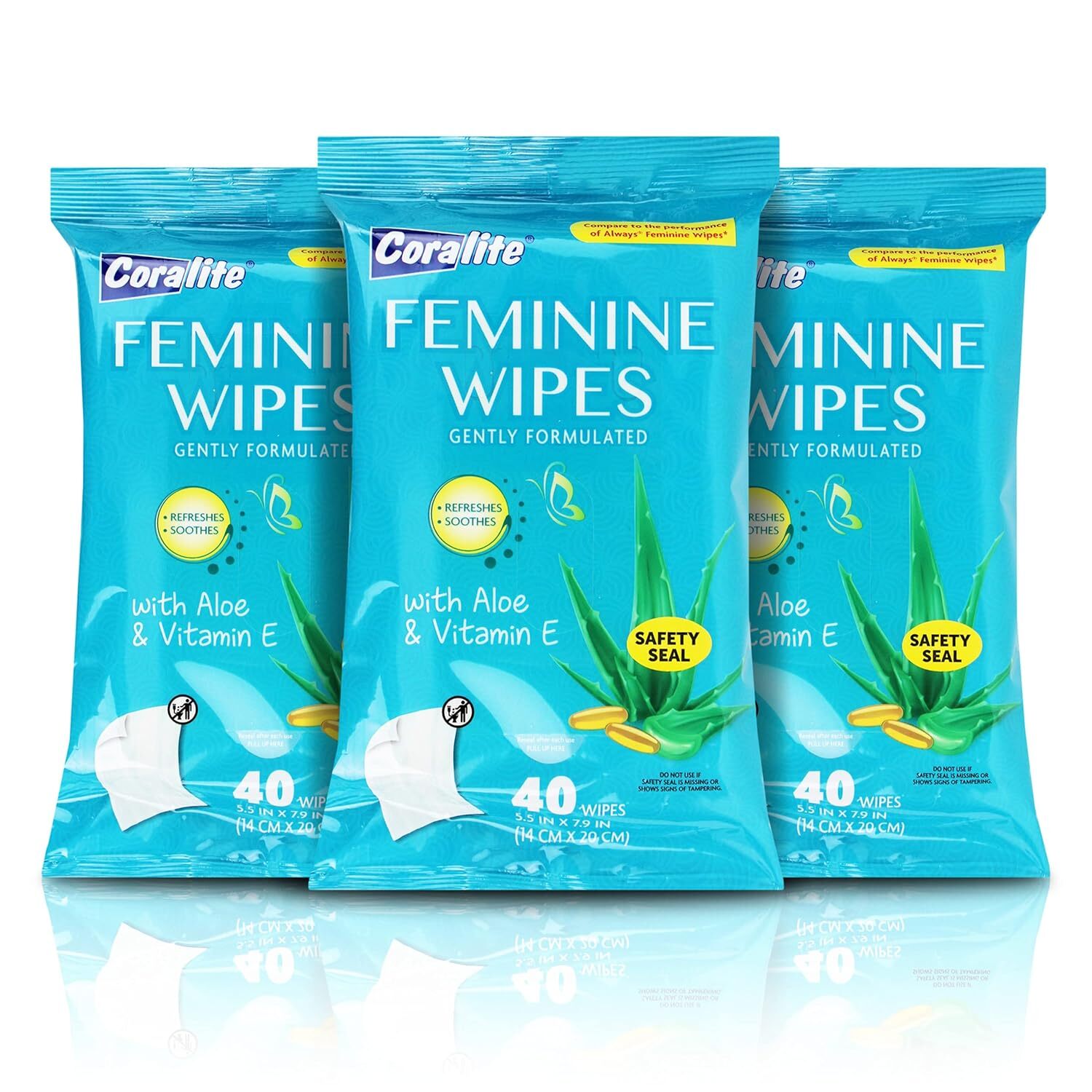 Feminine Wipes to Go Gently Formulated with Aloe & Vitamin E 5 pack of 40 at 200