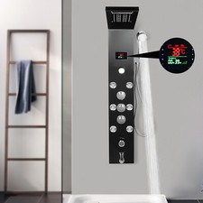 Hydroelectricity Display Rain Massage Full Body Shower System with Jets Black US