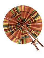Kujoe African Kente Print Folding Handheld Hand Fan Hand-Crafted