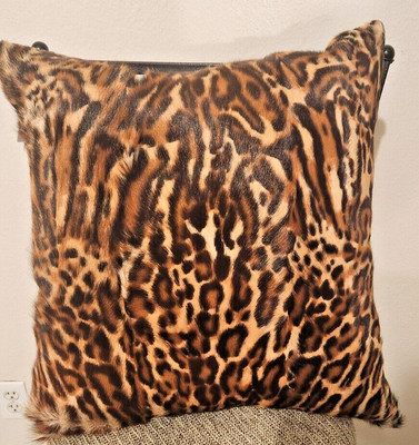 LUX Ralph Lauren  KEELEY 20 X 20 OCELOT  FUR Leopard Pillow NWT RARE Collectors