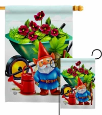 Garden Gnome Flag Friends Decorative Small Gift Yard House Banner